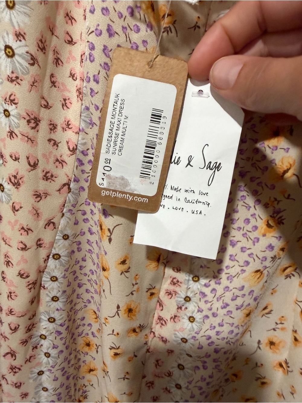 Sadie & Sage Cream Maxi Slip Dress with Yellow Floral Print - Picture 3 of 4